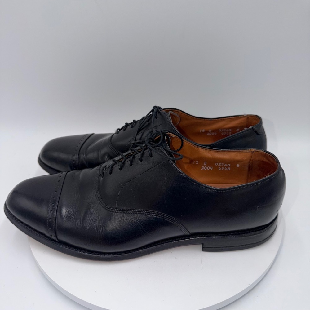 Allen Edmonds Byron Mens 12 D Black Leather Cap Toe Oxford Dress Shoes